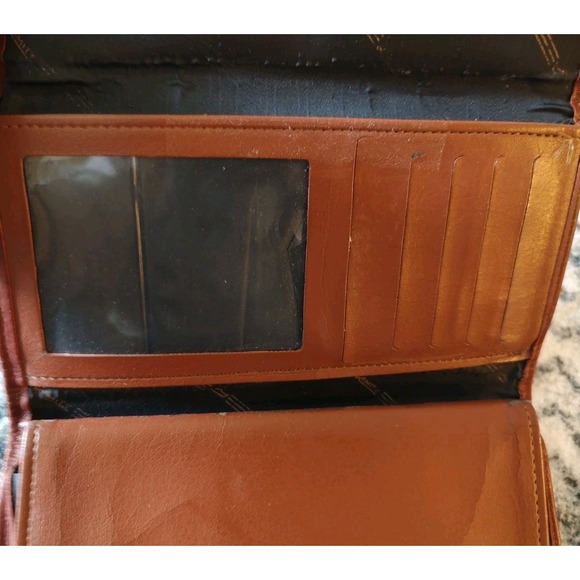 Vintage Amity Zipper Clutch Cowhide Soft Leather Wallet Burgundy Card Holder - Picture 5 of 8